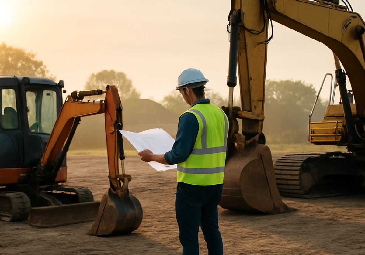 Construction site manager choosing equipment based on needs 