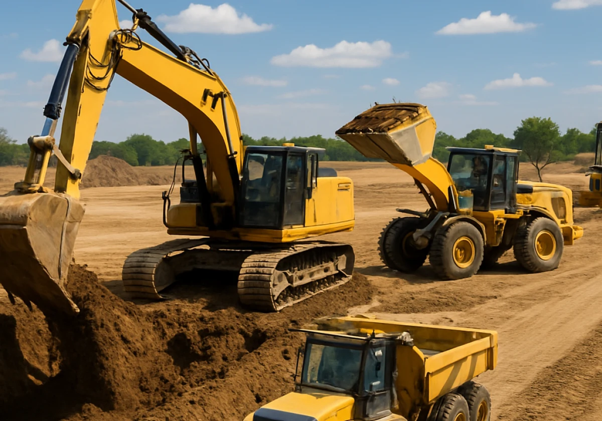 Excavators digging on a construction site
